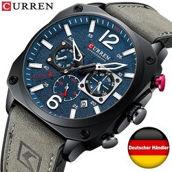 Armbanduhr Herrenuhr Männer Uhren Datum Chronograph Sportuhr Leder Curren Top