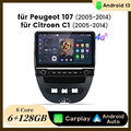 Android 13 Autoradio GPS Nav Carplay BT DAB WiFi 6+128G Für Peugeot 107 05-2014