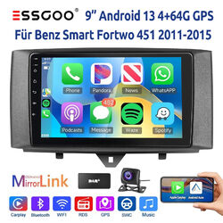 Android13 4+64G Carplay DAB Autoradio Für Smart Fortwo 451 2011-2015 KAM NAVI BT