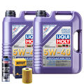 Motoröl 5W40 LIQUI MOLY Leichtlauf High Tech 10L+HENGST Ölfilter +Spülung