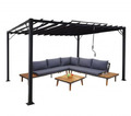 Pergola 3x4m anthrazit 8cm-Alu-Gestell Stoff/Textil Garten Lamellen-Pavillon