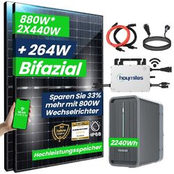 880W Balkonkraftwerk mit Speicher 2,24 kWh und HMS 800W Wechselrichter PV AnlageMarstek B2500-D Solarspeicher❤️800W WIFI Wechselrichter