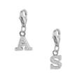 Charm Anhänger Buchstabe mit Zirkonia Steinen, 925er Sterling Silber, Juwelier Q