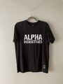 Alpha Industries Graphic Print T-Shirt Gr. M Medium schwarz Baumwolle