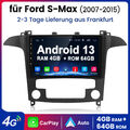 Für Ford S-Max 2007-2015 Autoradio Android13 GPS Navi DSP CarPlay 4+64G WIFI DAB