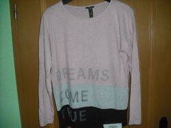 Pullover Gr. 40 "Street One" rosa mit Schriftmotiven in grau+schwarz