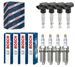 4x BOSCH Zündspule +4x Zündkerze Doppelplatin für VW Sharan 7M8 7M9 7M6 1.8 T