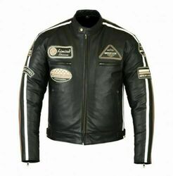 Herren Motorrad Leder Jacke Damen Motorrad Biker Leder Jacke Retro Biker Jacke