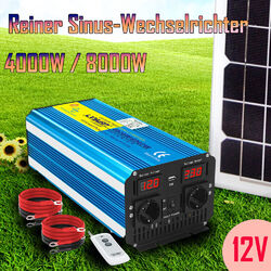 4000W 8000W Reiner Sinus Spannungswandler 12V - 230V Wechselrichter Strom ReiseDrahtlose Fernbedienung / ebay offizielles Lager / 2AC