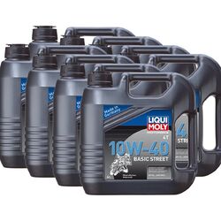 8x LIQUI MOLY 3046 Motorbike 4T Motoröl Basic Street 10W-40 4L