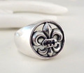 Herrenring Silberring Französische Lilie Fleur de Lys Wappen 925er Silber Gr. 61