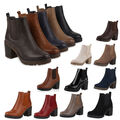 Damen Stiefeletten Chelsea Boots Profilsohle Blockabsatz Schuhe 76976 Trendy Neu
