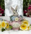 Clayre & Eef Hase Osterhase Kaninchen Figur in Teekanne Blumen Pastell 14cm