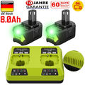 18V 8.0Ah Akku für RYOBI One Plus Lithium RB18L50 P108 P109 Batterie / Ladegerät