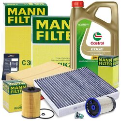 MANN INSPEKTIONSPAKET FILTERSATZ FÜR AUDI A3 Q3 SEAT SKODA VW GOLF 7 1.6 2.0 TDI# # INKL. 5L 5W-30 CASTROL TITANIUM LONGLIFE  # #