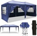 Klapp Pavillion 3x6m Faltpavillon Outdoor Gartenzelt Partyzelt Wasserdicht Blau