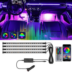 4x RGB LED Innenraumbeleuchtung KFZ Auto Ambiente Fußraumbeleuchtung mit Control