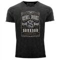 Neverless® Herren T-Shirt Vintage Shirt Printshirt Whiskey Emblem Rebel Snake
