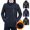 Herren Winter Fleece gefütterte Jacke warm lässig taktischer Mantel mit Kapuze