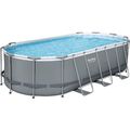 Bestway Power Steel Frame Pool Komplett-Set, oval, inkl. Filterpumpe, grau, 549x