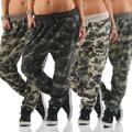 Damen Hose Sweatpants Camouflage Military Print Jogginghose Haremshose S M L