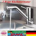 3-in-1 Küche Wasserfilter Armatur 3 Wege Wasserhahn Osmose Anlage Tap Drehbar DE