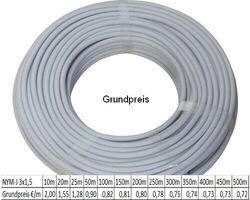 NYM-J 3x1,5 3x2,5 5x1,5 5x2,5mm² Mantelleitung Elektroleitung Kabel 1-500m MeterTop VDE Qualität - Blitzlieferung - Neuware