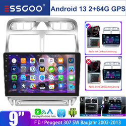 2+64G Autoradio 2Din Carplay Für Peugeot 307 2002-2013 9" Android13 GPS Navi RDS