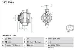 Lichtmaschine mit Freilaufriemenscheibe 0 986 046 270 BOSCH für BMW 3 Touring 3