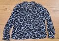 Boden Shirt Bluse schwarz weiß Blumen transparent Langarm fließend Bindekragen Gr. 10