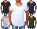 Young & Rich Herren Uni T-Shirt tiefer Rundhals Ausschnitt körperbetont uni 1702