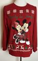 C&A Disney Damen Sweatshirt Pullover Langarm Rot Mit Micky Maus Muster Gr.M