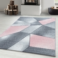 Designer Teppich, Modern Abstrakt Gemustert, Grau und Pink, für Wohnzimmer