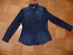 Esprit EDC Hemd Bluse Jeans Jeanshemd blau dunkelblau Baumwolle Gr. 38 S M