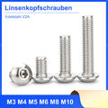 Linsenkopfschrauben Edelstahl V2A Innensechsk ISO 7380 M2 M3 M4 M5 M6 M8 M10