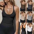 Sexy Damen Tank Top V-Neck Trägershirt Ärmellos Unterhemd Sommer Weste Slim Tops