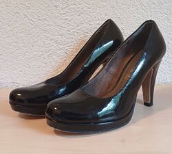 TAMARIS Lack Plateau Pumps schwarz GR 38 High Heels Top