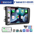 Android 13 32G Autoradio Carplay Für VW GOLF 5 6 Polo 6R Touran Caddy Skoda +KAM