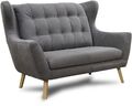 Sofa 2 Sitze Couch 2 seat Holzfüße hochwertiger Flechtstoff Knöpfe skandinavisch