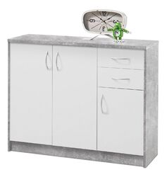 Kommode Sideboard Highboard Schrank Anrichte mit 3 Türen 2 Schubladen Betonoptik