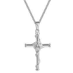 Kreuz Anhänger Kette Silber vergoldet 18K Weißgold Edelstahl WASSERFEST K6143DL