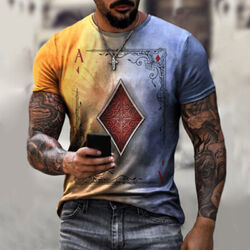 3D T-Shirt Herren Kurzarm Rundhals Lässig Slim Fit T-Shirt Übergröße / ∑