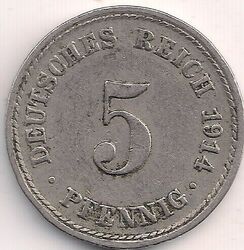 Deutschland 5 Pfennig, 1914 Prägezeichen "A" - Berlin