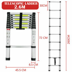 Alu Teleskopleiter Ausziehbar 2,6 - 6,2M Höhe Stehleiter Ladder Mehrzweckleiter