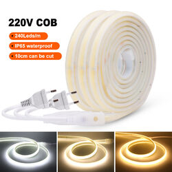 COB LED Streifen 230V 220V Stripe Leiste Band Lichterkette Lichtschlauch Dimmbar