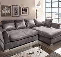 Design Couchgarnitur Grau Sofa K-Leder Eck Sofa Wohnlandschaft Megasofa   Rechts