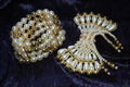 Schmuckset Kunst-Perlen Armband + Haarspange, creme-/goldfarben, Hochzeit, NEU