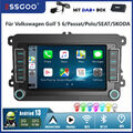 DAB+ 7'' Carplay Autoradio Android 13 Für VW Golf 5 6 Passat B6 Polo GPS Navi BT