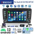 DAB+ Autoradio 64G Android13 Carplay GPS RDS Kamera USB Für Audi A3 S3 RS3 8P 8V