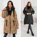 Wärmejacke Steppjacke Winterjacke Unifarben Winter Lang Casual Damen BOLF Kapuze